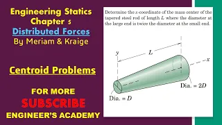 Determine the x coordinate of the mass center of tapered rod. Distributed Forces | Engineers Academy