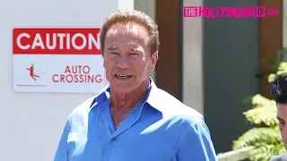 Arnold Schwarzenegger Asked About Mayweather Vs McGregor Fight In Beverly Hills With His Son Patrick