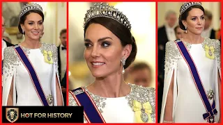 Princess Kate in Stunning White Gown at STATE DINNER!