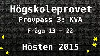 Högskoleprovet 2015 Hösten Lösningar Pass 3 KVA Kvantitativa Matte