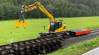 Liebherr 922 rail removal and culvert work / Volvo EW 160E & MAN & TATRA 815