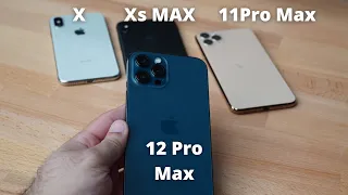 iPhone 12 Pro Max vs 11 Pro Max vs Xs Max vs X - size comparison