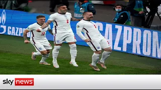 England fans celebrate opening goal against Italy