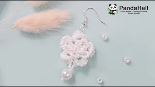 PandaHall Video：Boucles d'oreilles fleur en perles de rocaille blanches