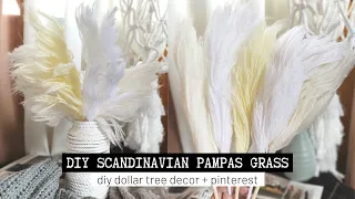 Easy DIY Dollar Tree Scandinavian Pampas Grass | Aesthetic Fall Decor | Nordic Dried #diypampasgrass