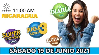 Sorteo 11 am Resultado Loto NICARAGUA, La Diaria, jugá 3, Súper Combo, Fechas, Sabado 19 junio 2021