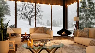 Cozy Cabin in Winter Ambience with Fireplace, Snowstorm & Wind Sounds for Sleep and Relaxation