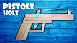 Pistole aus Holz Eisstiel selber bauen Spielzeug diy - ice cream wood stick gun DIY toy craft [4K]