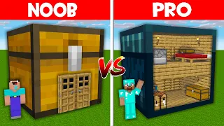 Minecraft NOOB vs PRO: SECRET BASE IN CHEST vs ONE BLOCK HOUSE IN ENDER CHEST! (Animation)