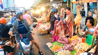 Amazing! Cambodian Food Market in Phnom Penh City - Chicken, Pork, Beef, Fish, Vegetable & More