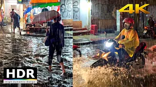 Night Flood & Rainstorm Walking Tour | Bangkok, Thailand 2022 - 4K HDR 60fps