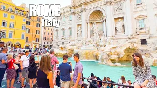 4K ROME italy travel Tour, Trevi Fountain Walking Tour  🇮🇹  walking through its beautiful streets