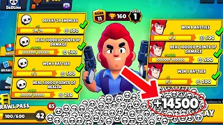 I Got 14500 TOKENS NONSTOP! 50 QUESTS! 42 TIERS - Brawl Stars