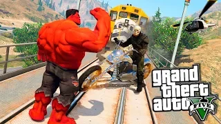 МУТАНТ КРАСНЫЙ ХАЛК СРАЗИЛСЯ С ПРИЗРАЧНЫМ ГОНЩИКОМ В ГТА 5! - GTA 5 МОДЫ ОБЗОР БИТВА ГЕРОЕВ