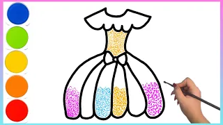Dress Drawing for kids | How to Draw Rainbow Dress  |  Coloring Dress for toddlers