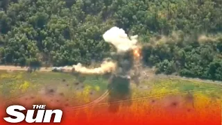 Ukrainian forces blast Russian infantry vehicle hiding in the woods