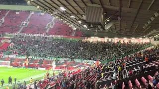 Omonoia FC fans at Old Trafford before Kick off