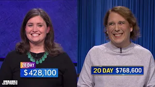 Amy Schneider Ties Julia Collins’ 20-Game Record | JEOPARDY!