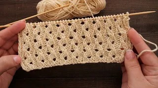 Резинка из ажурных петель спицами 🥨 Lace Ribs - Knitting Stitch Patterns