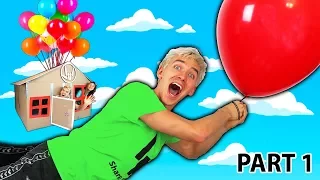 FLOATING BOX FORT WITH GIANT BALLOONS!! (PART 1)