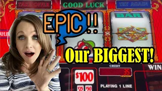🔥EPIC Win Alert! Our BIGGEST Double Top Dollar Slot Machine Win EVER! | Staceysslots.com