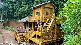 FULL VIDEO: 55 Days of building a dog cage and painting the entire 2-story bamboo house - Free life