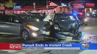 Carjacking Suspect, 2 Motorists Apparently Avoid Major Injury Following Nasty Pursuit Crash