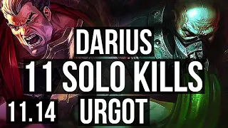 DARIUS vs URGOT (TOP) (DEFEAT) | 11 solo kills, 700+ games, Legendary, 20/4/3 | BR Master | v11.14