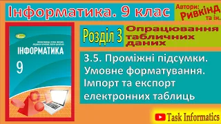 3.5. Проміжні підсумки. Умовне форматування | 9 клас | Ривкінд