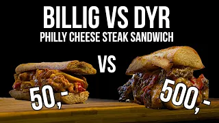 50kr VS 500kr PHILLY CHEESE STEAK SANDWICH | BILLIG VS DYR