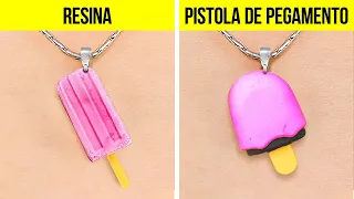 RESINA VS. PISTOLA DE PEGAMENTO || Joyas caseras, miniaturas y trucos de reparación con resina epoxi