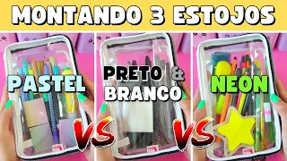 Estojo Pastel VS Estojo Preto & Branco VS Estojo Neon