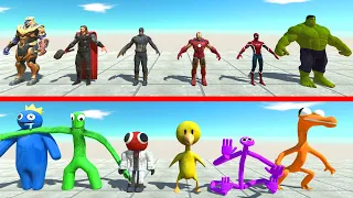 Team Marvel VS New Team Rainbow Friends - Animal Revolt Battle Simulator