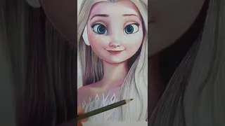 Drawing Elsa, Frozen using Colored Pencil! #shorts #shortsvideo #youtubeshorts