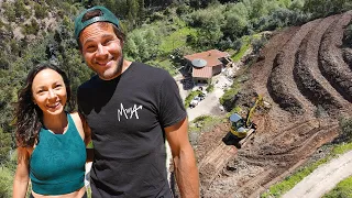 EXCAVATOR TRANSFORMS OUR STEEP HILLSIDE INTO BEAUTIFUL TERRACES with many possibilities... 🚜