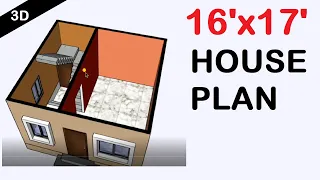 16x17 House Plan | 16 by 17 Ghar Ka Naksha | 272 sq ft Home Design | Makan 16*17