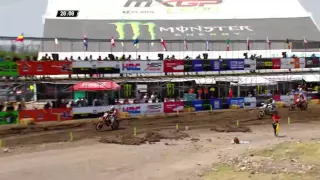 Max Anstie, Pauls Jonass and Jeffrey Herlings battle MXGP of Leon MX2 Race 1 2016