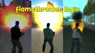 Flamethrower vs npc/police/drivers in G.T.A games