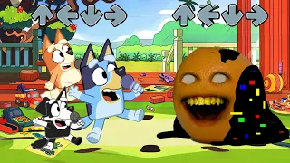 FNF Bluey, Bingo & Mackenzie x Pibby Annoying Orange Sings Smile Song -Can Can, Friday Night Funkin'