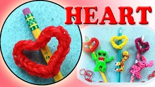 Rainbow Loom Band Heart Pencil Topper Charm | DIY Valentine's Gifts