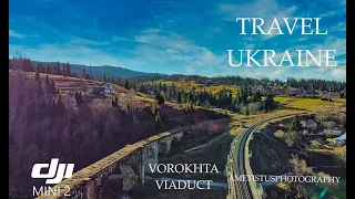 Travel Ukraine. Dji mini 2 cinematic footage. Vorokhta viaduct.  Vorokhta. Ivano-Frankivsk region.