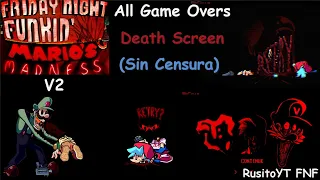 FRIDAY NIGHT FUNKIN VS MARIO'S MADNESS V2 - All GAME OVERS - DEATH SCREEN