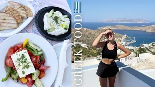 What I eat in a day in GREECE 🇬🇷 BEST GREEK FOOD in Ios & Santorini