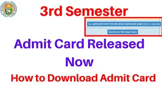 Du Sol Admit Card Released || 3rd Semester Admit Card Released 2021 | Sarkari Result