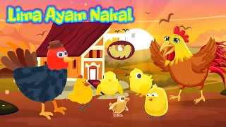 Lima Ayam Nakal ~ Ayam Berlompatan dan Jatuh Terbentur ~ Lagu Anak Populer
