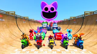 GTA V - FNAF and POPPY PLAYTIME CHAPTER 3 in the Epic New Stunt Race For MCQUEEN CARS by Trevor #100