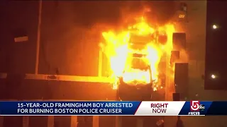 Teen accused of burning Boston police cruiser