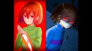 Undertale Chara vs  Underswap Frisk на русском Stronger than you