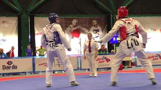 Konstantinos Chamalidis (GRE) vs Edgaras Abromavicius (LTU). European Taekwondo Championships 2018