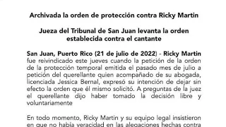 Ricky Martin rompe el silencio tras haber sido acusado de abuso sexual